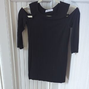 Bailey 44 Black Cutout Shoulder 3/4  Sleeve Top. Size XS